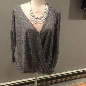 Grey low cut wrap front top